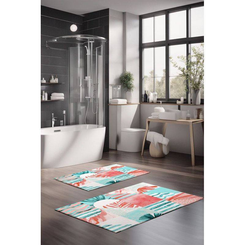 Casa si Gradina - Textile si covoare - Covoare - Covorase baie - Set covorase de baie, L'essentiel Maison, multicolor, 40x60 cm si 60x100 cm, 100% poliester, antiderapant, 323CTW1378 - Infinity.ro