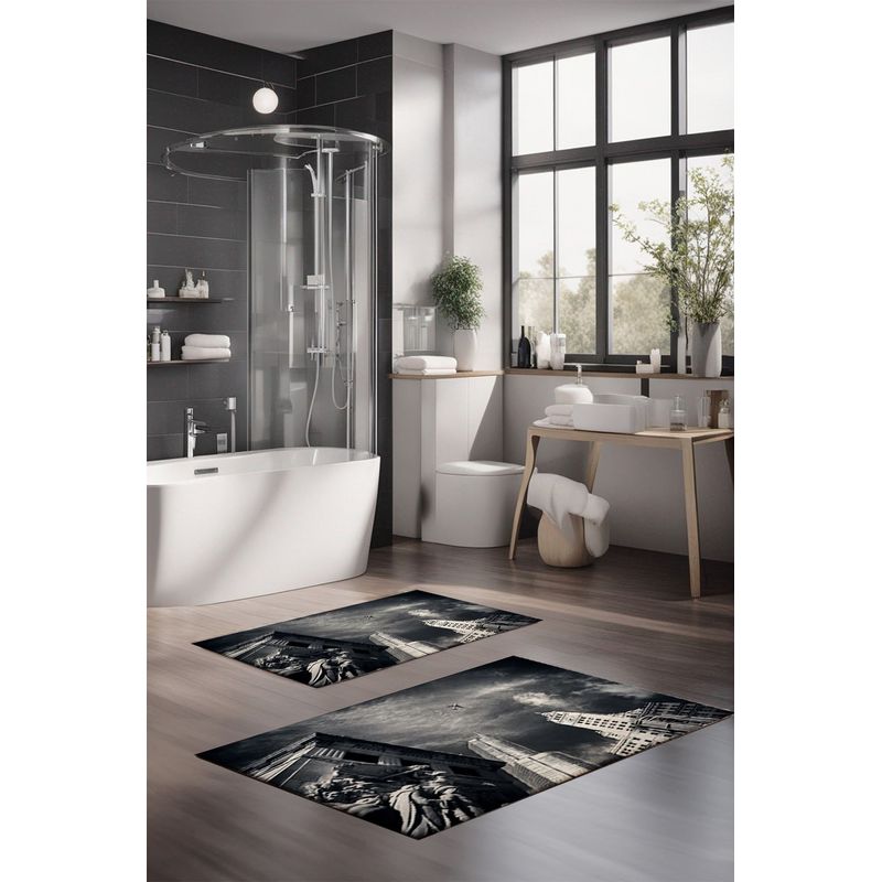 Casa si Gradina - Textile si covoare - Covoare - Covorase baie - Set covorase de baie, L'essentiel Maison, multicolor, 40x60 cm si 60x100 cm, 100% poliester, antiderapant, 323CTW1207 - Infinity.ro