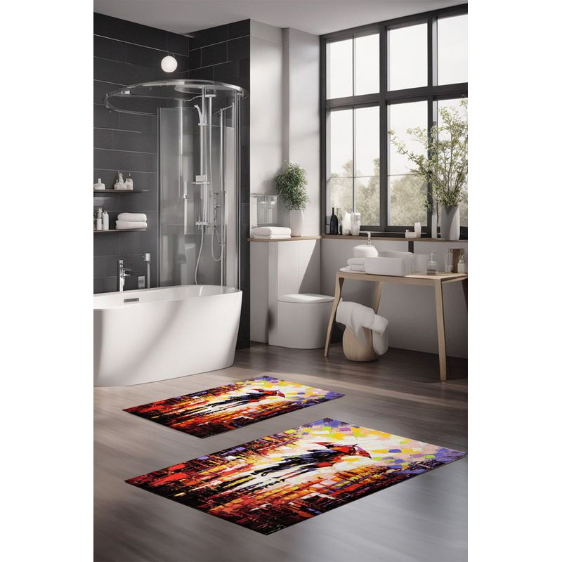 Casa si Gradina - Textile si covoare - Covoare - Covorase baie - Set covorase de baie, L'essentiel Maison, multicolor, 40x60 cm si 60x100 cm, 100% poliester, antiderapant, 323CTW1218 - Infinity.ro