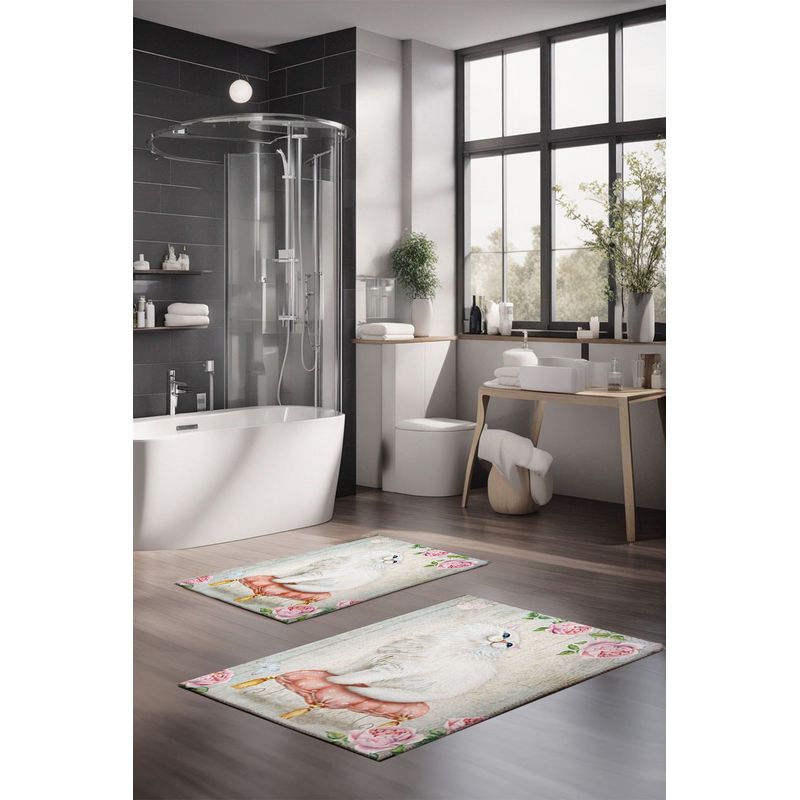 Casa si Gradina - Textile si covoare - Covoare - Covorase baie - Set covorase baie, L'essentiel Maison, multicolor, 40x60 cm, 60x100 cm, 100% poliester, antiderapant, 323CTW1360 - Infinity.ro