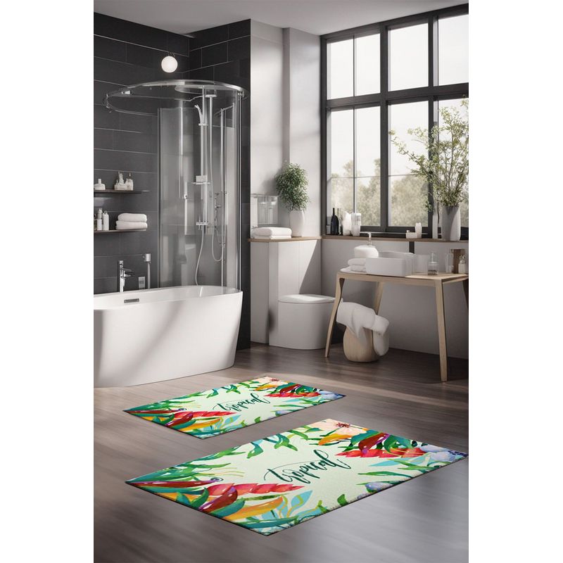 Casa si Gradina - Textile si covoare - Covoare - Covorase baie - Set covorase de baie, L'essentiel Maison, multicolor, 40x60 cm si 60x100 cm, 100% poliester, antiderapant, 323CTW1408 - Infinity.ro