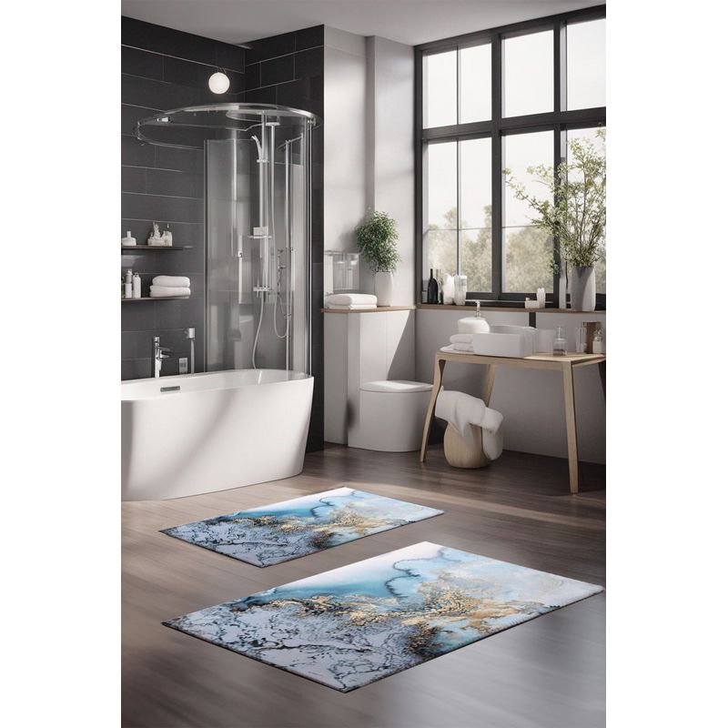 Casa si Gradina - Textile si covoare - Covoare - Covorase baie - Set covorase baie, L'essentiel Maison, multicolor, 40x60 cm si 60x100 cm, 100% poliester, antiderapant, 323CTW1164 - Infinity.ro