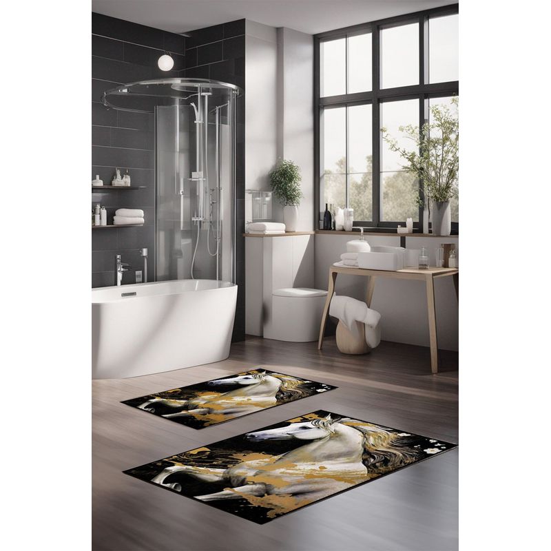 Casa si Gradina - Textile si covoare - Covoare - Covorase baie - Set covorase de baie, L'essentiel Maison, multicolor, 40x60 cm si 60x100 cm, 100% poliester, antiderapant, 323CTW1520 - Infinity.ro