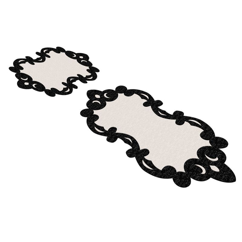 Casa si Gradina - Textile si covoare - Covoare - Covorase baie - Set covorase de baie, L'essentiel Maison, alb si negru, 50x60 cm si 60x100 cm, 100% poliester, antiderapant, 394ANR1613 - Infinity.ro