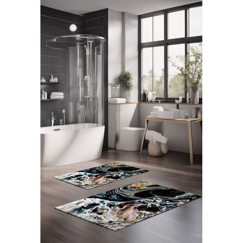 Casa si Gradina - Textile si covoare - Covoare - Covorase baie - Set covorase de baie, L'essentiel Maison, multicolor, 40x60 cm si 60x100 cm, 100% poliester, antiderapant, 323CTW1149 - Infinity.ro