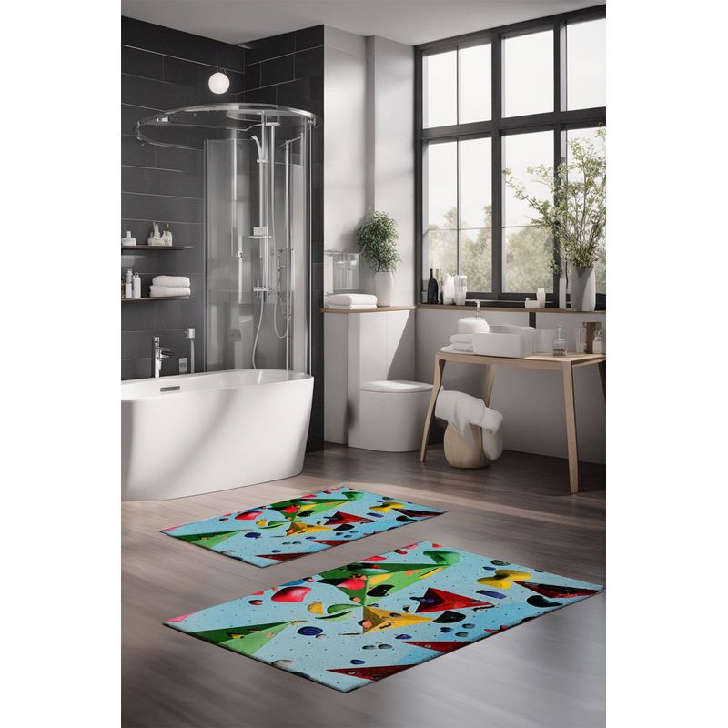 Casa si Gradina - Textile si covoare - Covoare - Covorase baie - Set covorase de baie, L'essentiel Maison, multicolor, 40x60 cm si 60x100 cm, 100% poliester, antiderapant, 323CTW1466 - Infinity.ro