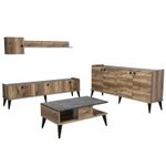 Casa si Gradina - Mobilier - Seturi de mobilier - Seturi living - Set mobilier living, Hanah Home, pal melaminat, nuc si marmura, multiple piese - Infinity.ro