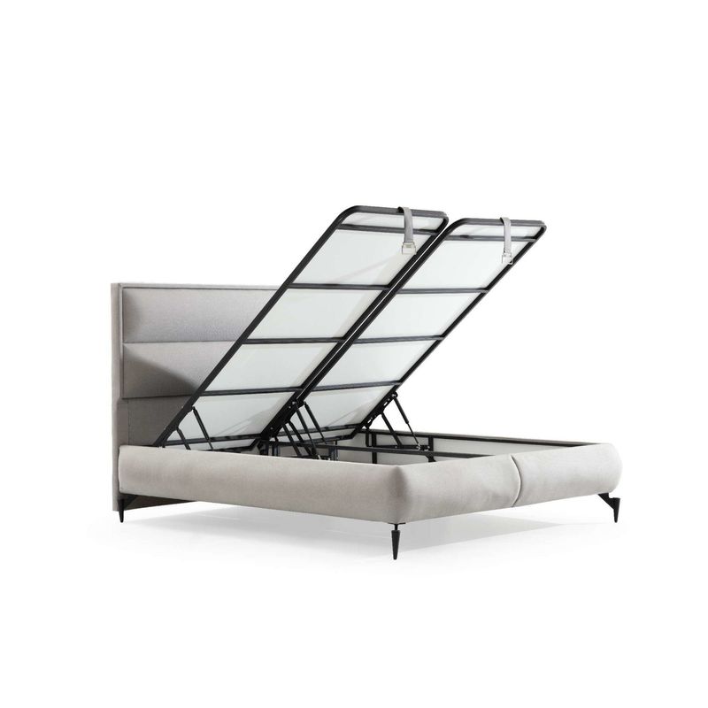 Casa si Gradina - Mobilier - Saltele si somiere - Somiere - Somiera cu tablie, Hanah Home, placa aglomerata melaminata, gri, 90x190 cm - Infinity.ro