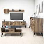 Casa si Gradina - Mobilier - Seturi de mobilier - Seturi living - Set mobilier living, Hanah Home, pal melaminat, nuc si marmura, multiple piese - Infinity.ro