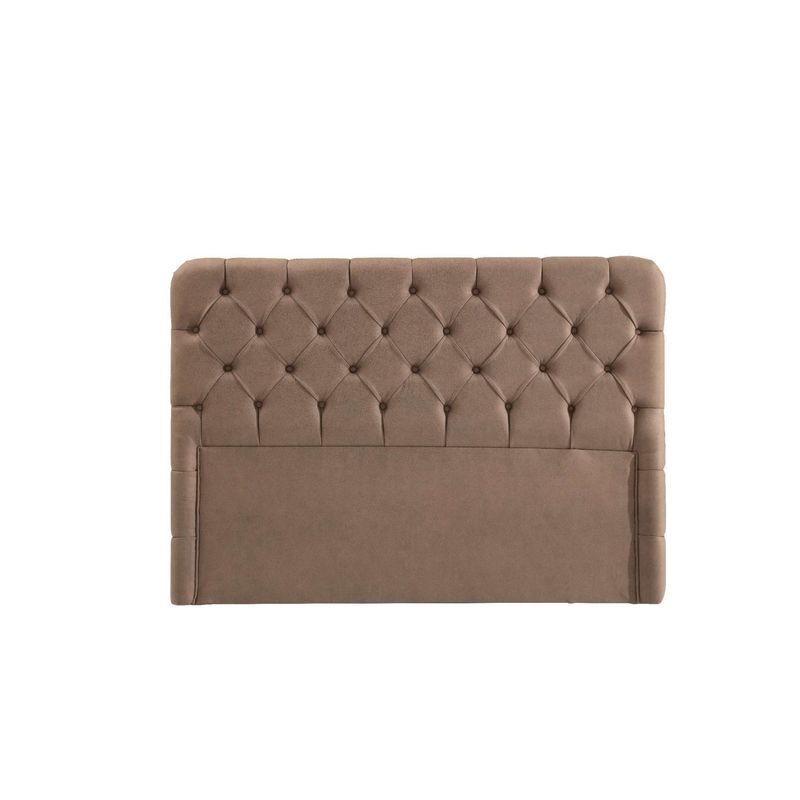 Casa si Gradina - Mobilier - Paturi si accesorii - Paturi - Pat dublu cu tablie, Hanah Home, pal melaminat, material textil nubuc, maro, 180x214 cm - Infinity.ro