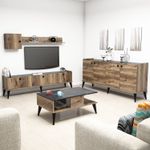 Casa si Gradina - Mobilier - Seturi de mobilier - Seturi living - Set mobilier living, Hanah Home, pal melaminat, nuc si marmura, multiple piese - Infinity.ro