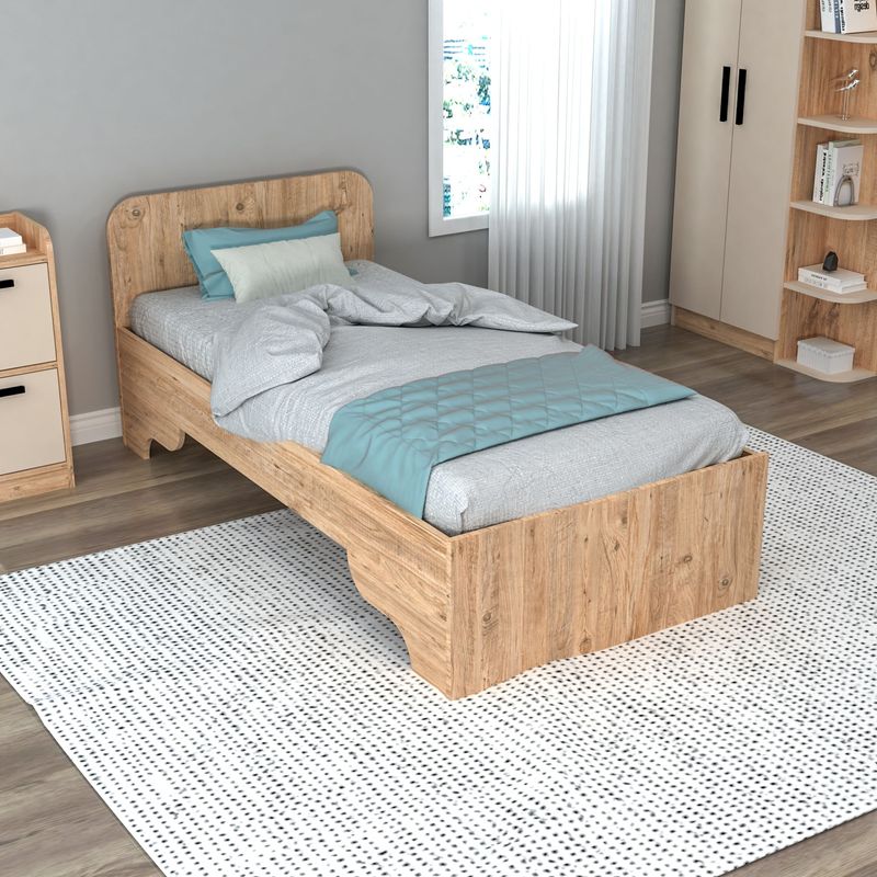 Casa si Gradina - Mobilier - Saltele si somiere - Somiere - Somiera, Hanah Home, pal melaminat, pin atlantic, bej, 94.4x193.6x80 cm - Infinity.ro