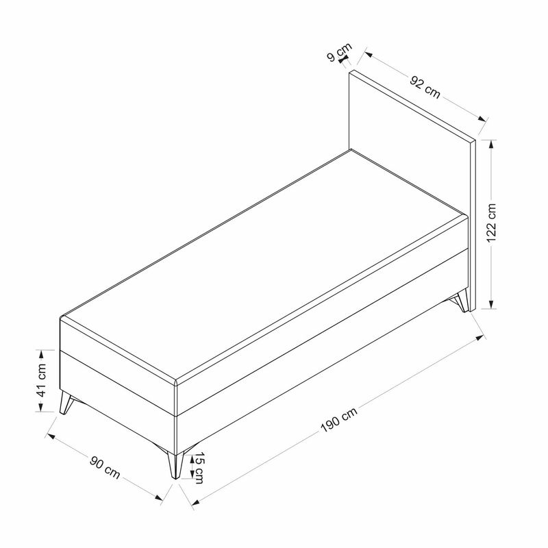 Casa si Gradina - Mobilier - Saltele si somiere - Somiere - Somiera cu tablie, Hanah Home, placa aglomerata melaminata, gri, 90x190 cm - Infinity.ro