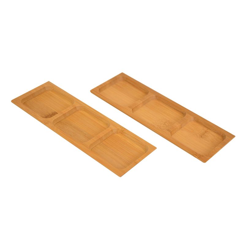 Casa si Gradina - Bucatarie si vesela - Vesela si tacamuri - Farfurii si boluri - Set farfurii pentru sos, Hermia, bambus, nuc, 18x6x1.5 cm, 2 piese - Infinity.ro