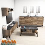 Casa si Gradina - Mobilier - Seturi de mobilier - Seturi living - Set mobilier living, Hanah Home, pal melaminat, nuc si marmura, multiple piese - Infinity.ro