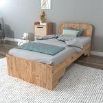 Casa si Gradina - Mobilier - Saltele si somiere - Somiere - Somiera, Hanah Home, pal melaminat, pin atlantic, bej, 94.4x193.6x80 cm - Infinity.ro