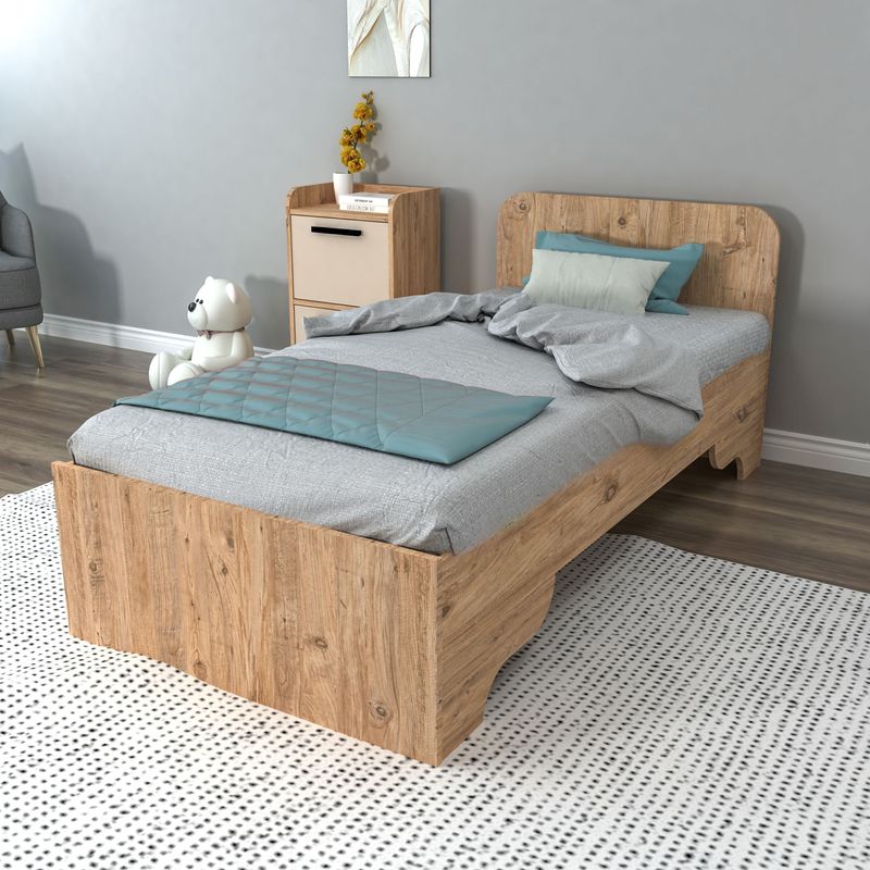 Casa si Gradina - Mobilier - Saltele si somiere - Somiere - Somiera, Hanah Home, pal melaminat, pin atlantic, bej, 94.4x193.6x80 cm - Infinity.ro