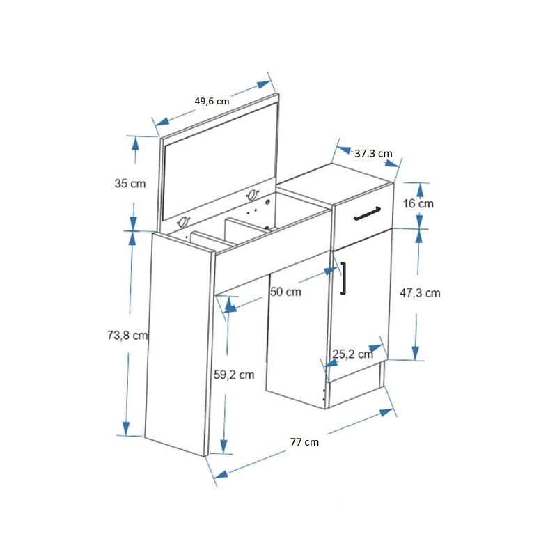 Casa si Gradina - Mobilier - Comode si corpuri - Masute de toaleta - Masa de machiaj, Hanah Home, pal melaminat, pin atlantic si alb, 108.8x77x37.3 cm - Infinity.ro