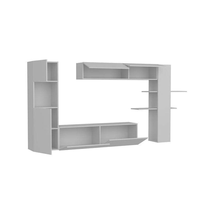 Casa si Gradina - Mobilier - Comode si corpuri - Console - Unitate tv, Hanah Home, pal melaminat, alb, 215x150x31.5 cm - Infinity.ro