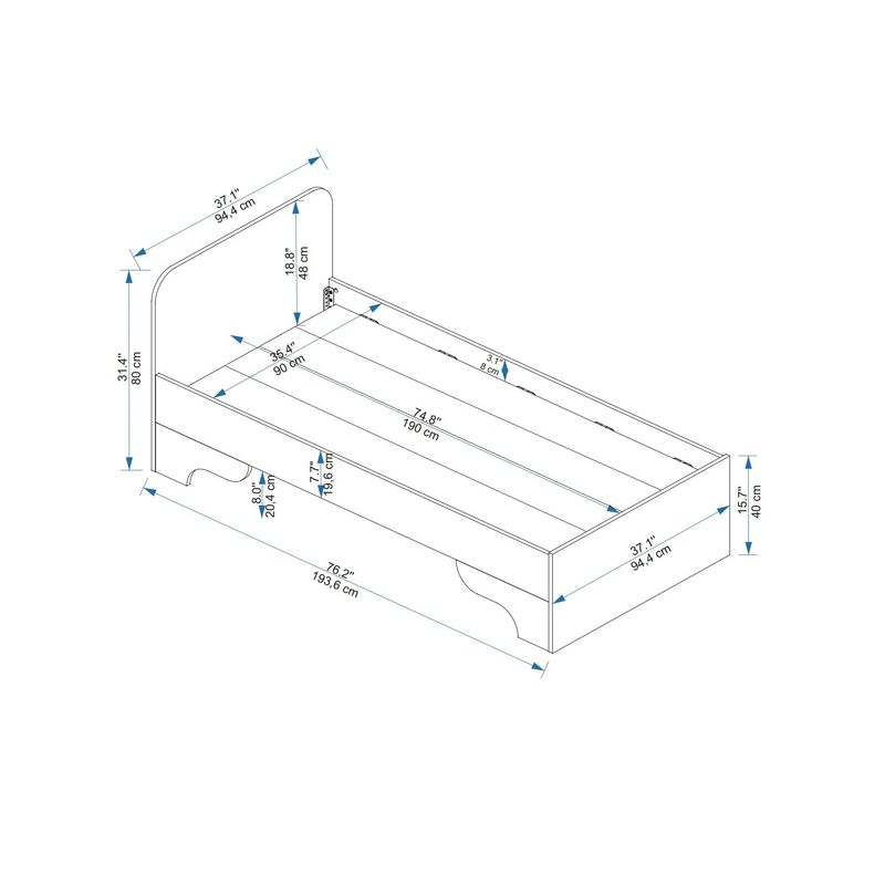Casa si Gradina - Mobilier - Saltele si somiere - Somiere - Somiera, Hanah Home, pal melaminat, pin atlantic, bej, 94.4x193.6x80 cm - Infinity.ro