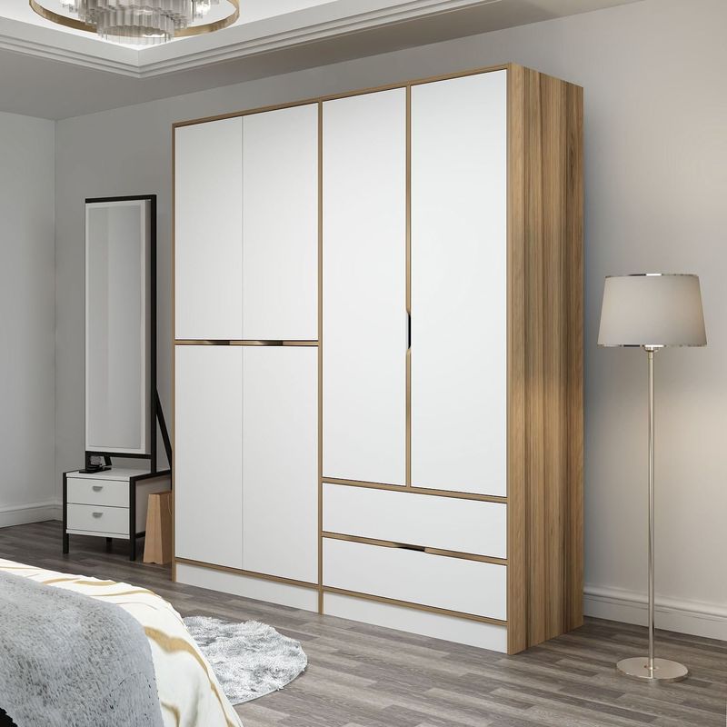 Casa si Gradina - Mobilier - Dulapuri si sifoniere - Sifoniere - Sifonier, Hanah Home, pal melaminat, dore, 185x208x52 cm - Infinity.ro