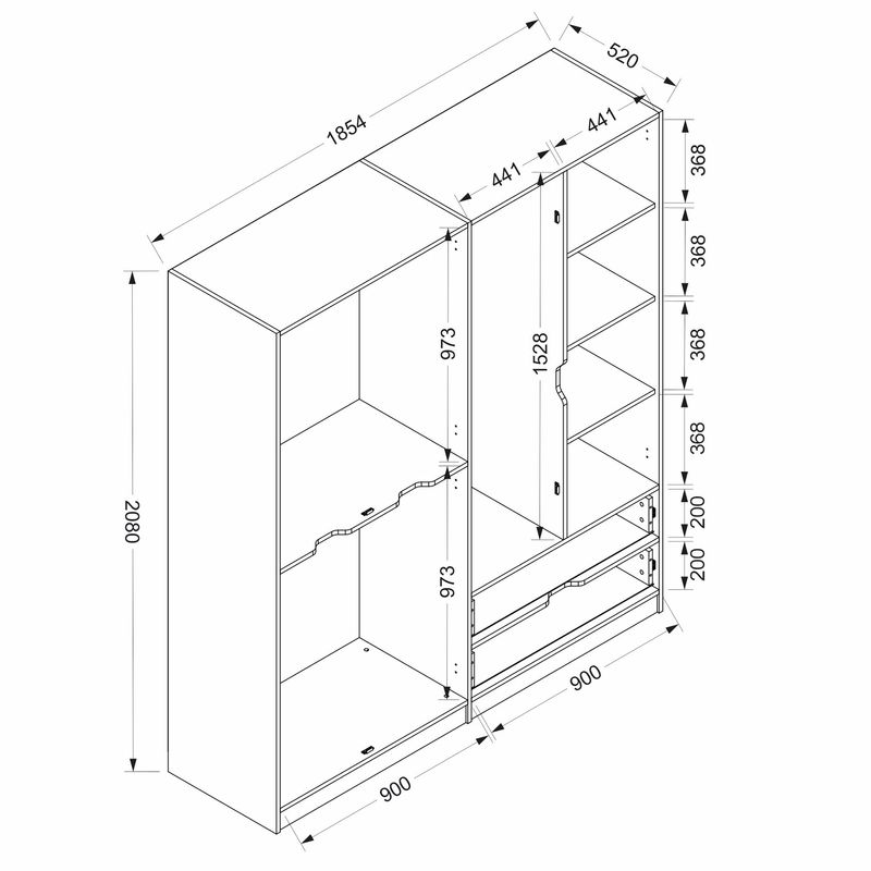 Casa si Gradina - Mobilier - Dulapuri si sifoniere - Sifoniere - Sifonier, Hanah Home, pal melaminat, dore, 185x208x52 cm - Infinity.ro