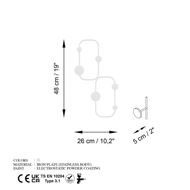 Casa si Gradina - Mobilier - Organizare si depozitare - Cuiere - Cuiere de perete, Wallxpert, metal, alb, 26x5x48 cm - Infinity.ro