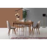 Casa si Gradina - Mobilier - Scaune si fotolii - Scaune - Set scaune, Hanah Home, catifea, nuc si bej, 50x49x90 cm, 4 bucati - Infinity.ro