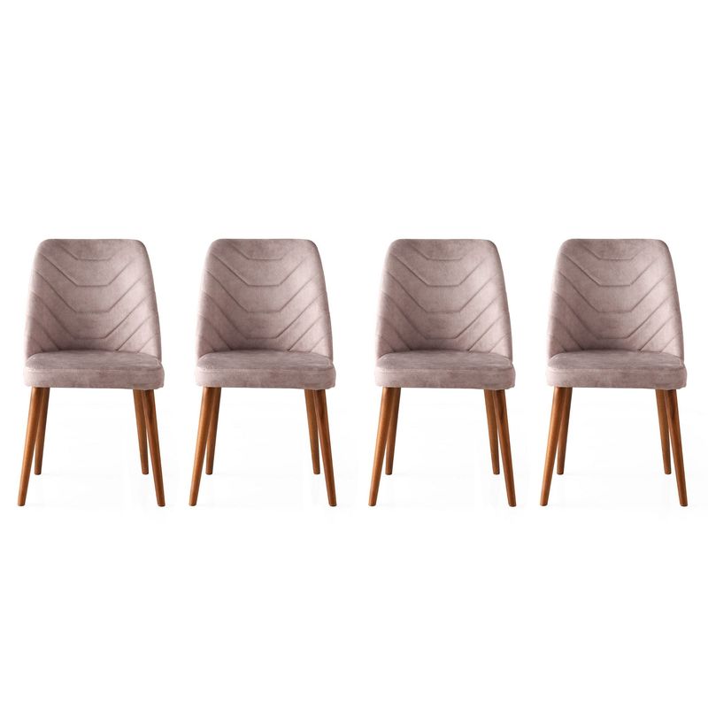 Casa si Gradina - Mobilier - Scaune si fotolii - Scaune - Set scaune, Hanah Home, catifea, nuc si bej, 50x49x90 cm, 4 bucati - Infinity.ro