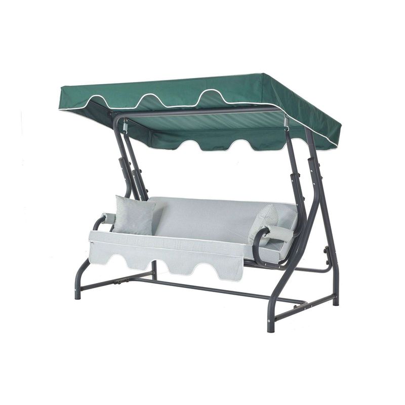 Casa si Gradina - Gradina si terasa - Balansoare si hamace - Balansoare - Balansoar de gradina, Hanah Home, metal, verde alb antracit, 200x170x110 cm - Infinity.ro