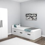 Casa si Gradina - Mobilier - Saltele si somiere - Somiere - Somiera, Hanah Home, pal melaminat, alb, 91x193.6x71.5 cm - Infinity.ro