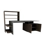 Casa si Gradina - Mobilier - Mese si birouri - Birouri - Birou de studiu, Hanah Home, pal melaminat, nuc, antracit, 146.3x73.8x60 cm - Infinity.ro