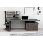 Casa si Gradina - Mobilier - Mese si birouri - Birouri - Birou de studiu, Hanah Home, pal melaminat, nuc, antracit, 146.3x73.8x60 cm - Infinity.ro