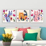 Casa si Gradina - Decoratiuni - Tablouri - Tablou decorativ set 3 piese, Wallxpert, panza, multicolor, 30x30 cm, 564RMY1223 - Infinity.ro