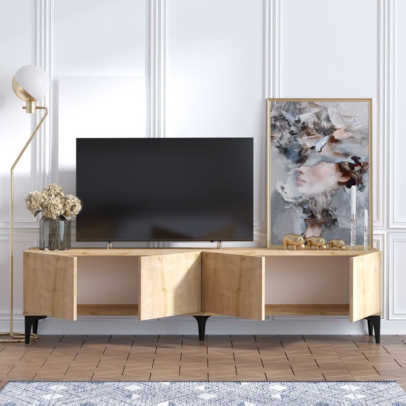 Casa si Gradina - Mobilier - Comode si corpuri - Comode - Comoda tv, Hanah Home, pal melaminat, stejar safir, 180x35x50 cm, 393MRD1123 - Infinity.ro