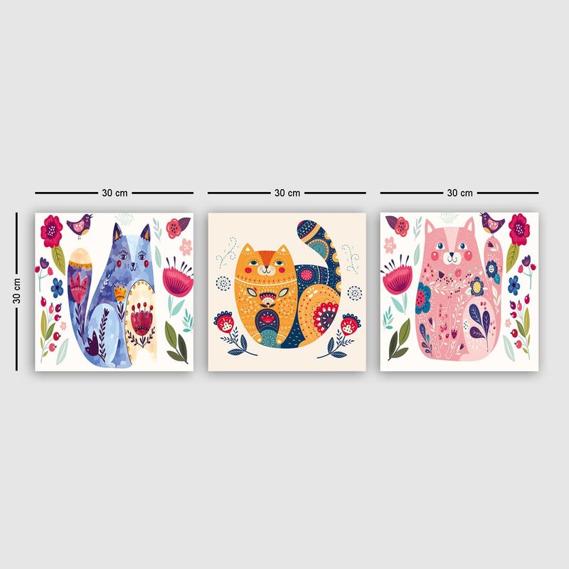 Casa si Gradina - Decoratiuni - Tablouri - Tablou decorativ set 3 piese, Wallxpert, panza, multicolor, 30x30 cm, 564RMY1223 - Infinity.ro