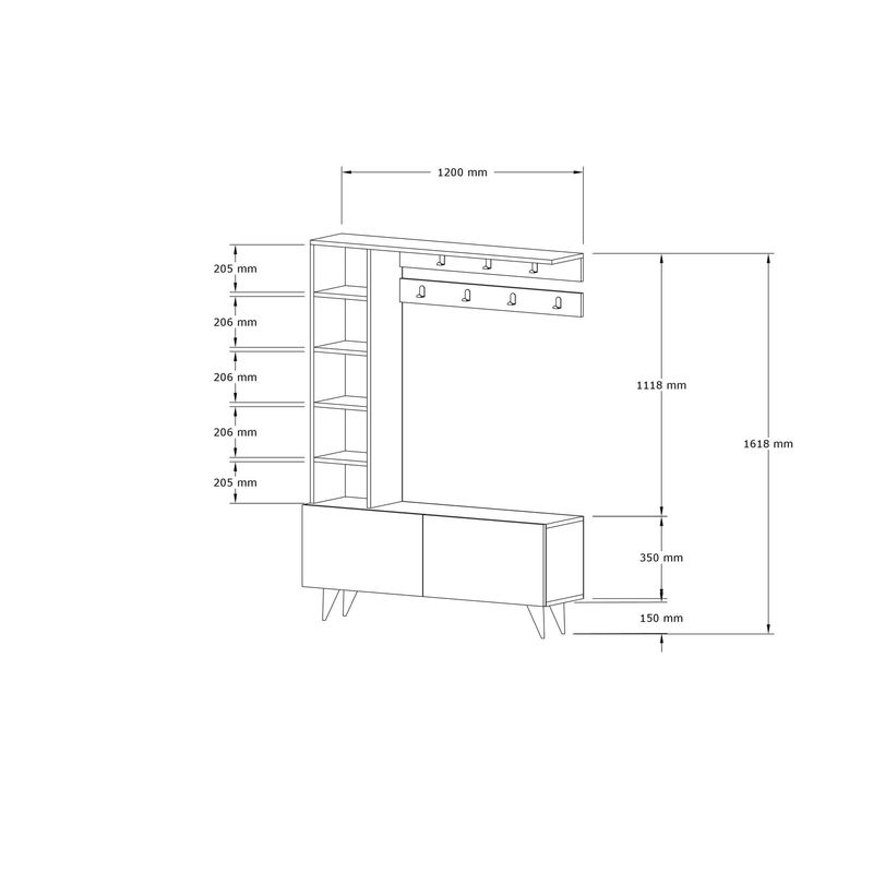 Casa si Gradina - Mobilier - Organizare si depozitare - Cuiere - Cuier, Hanah Home, pal melaminat, alb, 120x32x161.8 cm - Infinity.ro