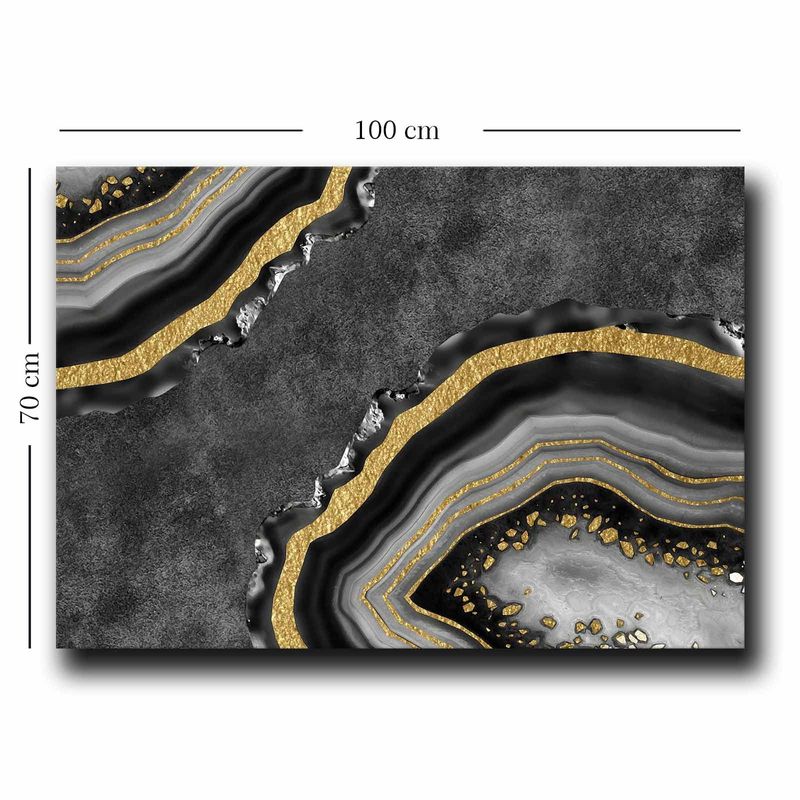 Casa si Gradina - Decoratiuni - Tablouri - Tablou decorativ pe panza, Wallxpert, auriu, gri, negru, 70x100 cm, 100% panza, rama lemn de pin - Infinity.ro