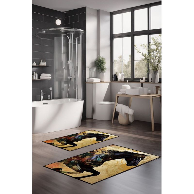 Casa si Gradina - Textile si covoare - Covoare - Covorase baie - Set covorase de baie, L'essentiel Maison, multicolor, 40x60 cm si 60x100 cm, 100% poliester, antiderapant, 323CTW1521 - Infinity.ro