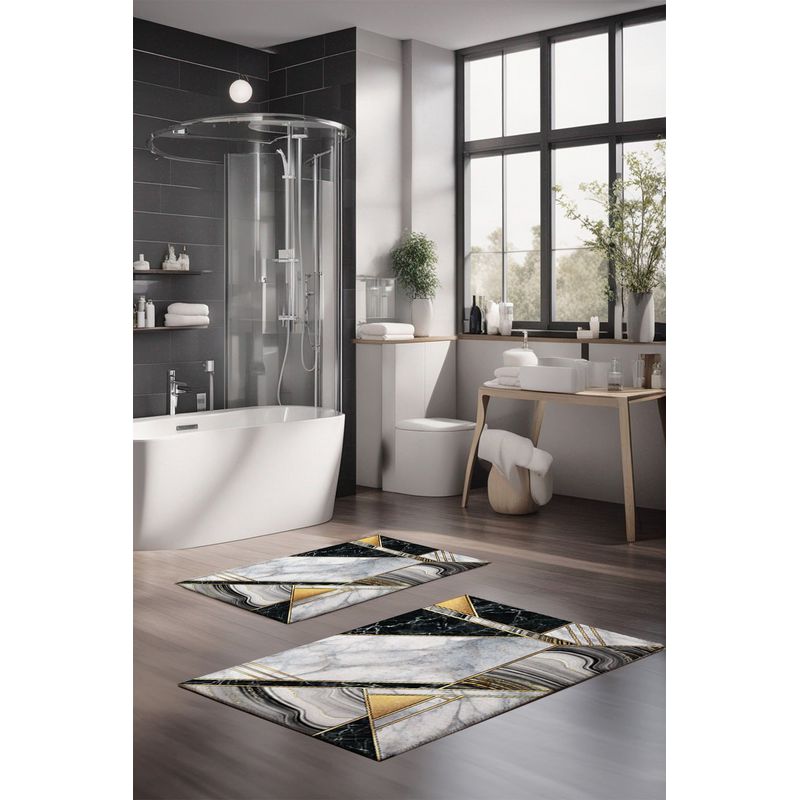 Casa si Gradina - Textile si covoare - Covoare - Covorase baie - Set covorase de baie, L'essentiel Maison, multicolor, 40x60 cm si 60x100 cm, 100% poliester, antiderapant, 323CTW1155 - Infinity.ro