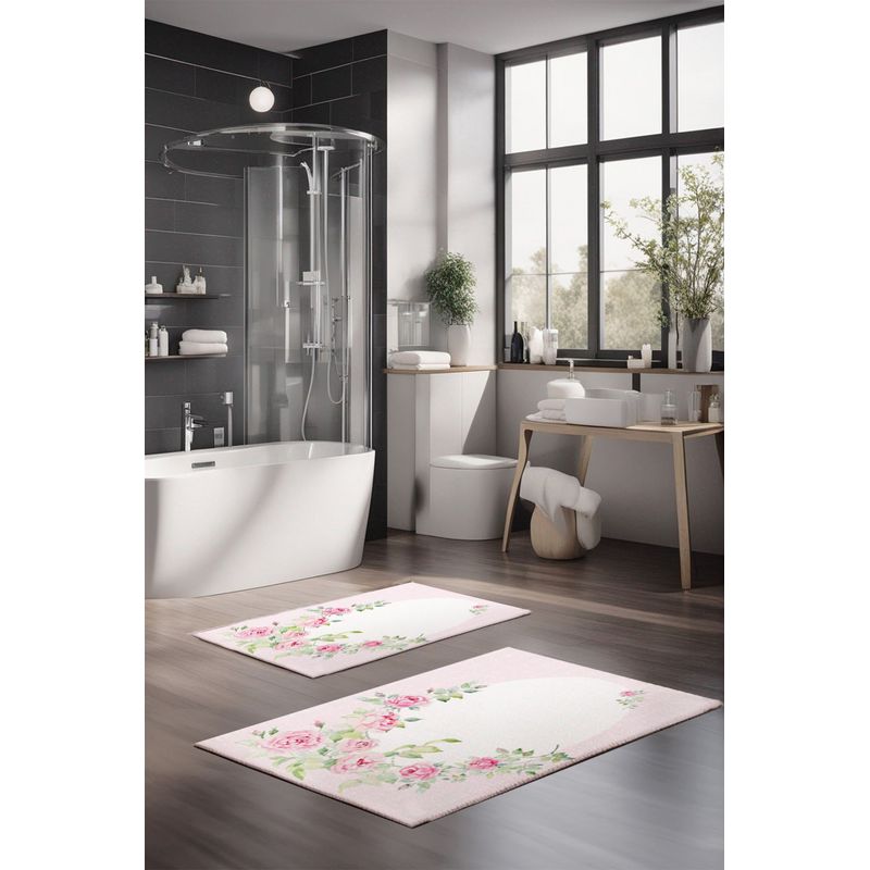 Casa si Gradina - Textile si covoare - Covoare - Covorase baie - Set covorase baie, L'essentiel Maison, multicolor, 40x60 cm si 60x100 cm, poliester, antiderapant - Infinity.ro