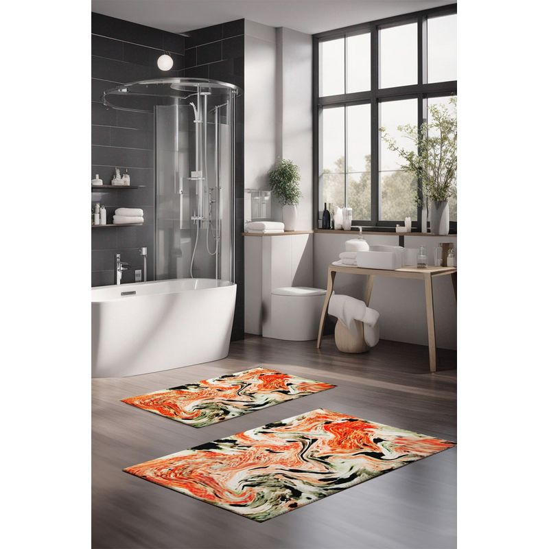 Casa si Gradina - Textile si covoare - Covoare - Covorase baie - Set covorase baie, L'essentiel Maison, multicolor, 40x60 cm si 60x100 cm, 100% poliester, antiderapant, 323CTW1143 - Infinity.ro