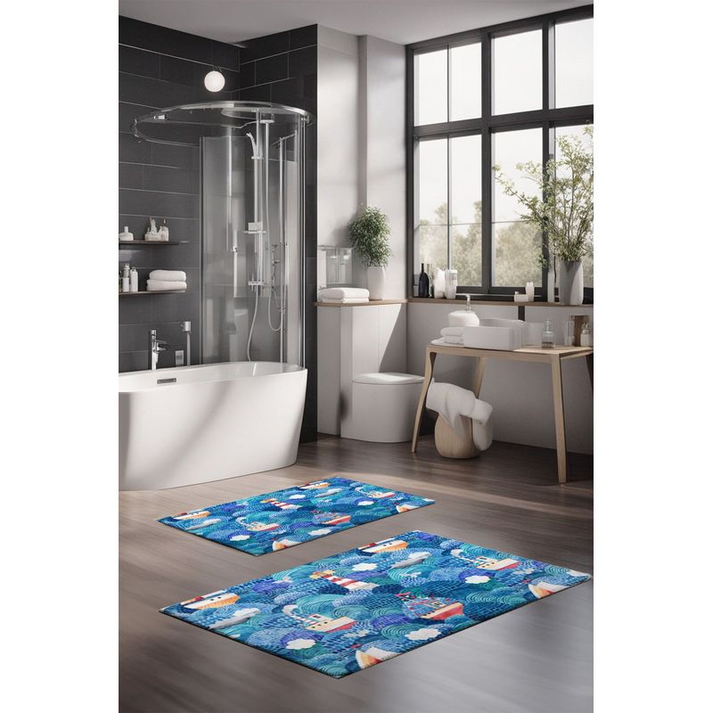 Casa si Gradina - Textile si covoare - Covoare - Covorase baie - Set covorase de baie, L'essentiel Maison, multicolor, 40x60 cm si 60x100 cm, 100% poliester, antiderapant, 323CTW1393 - Infinity.ro