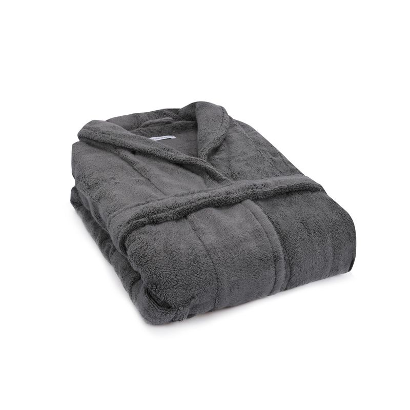 Casa si Gradina - Textile si covoare - Textile baie - Halate de baie - Halat de baie, L'essentiel Maison, gri inchis, marimea l, 77% bumbac, 23% bambus - Infinity.ro