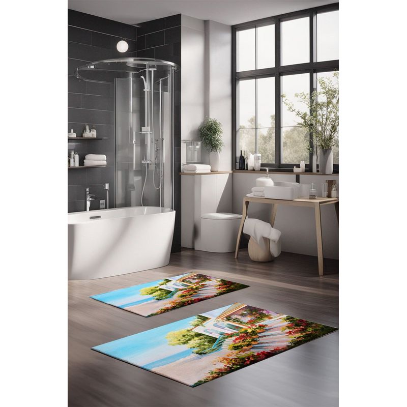 Casa si Gradina - Textile si covoare - Covoare - Covorase baie - Set covorase de baie, L'essentiel Maison, multicolor, 40x60 cm si 60x100 cm, 100% poliester, antiderapant, 323CTW1240 - Infinity.ro