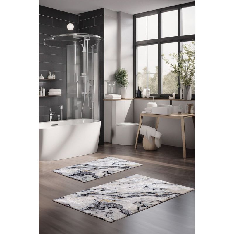 Casa si Gradina - Textile si covoare - Covoare - Covorase baie - Set covorase de baie, L'essentiel Maison, multicolor, 40x60 cm si 60x100 cm, 100% poliester, antiderapant, 323CTW1120 - Infinity.ro