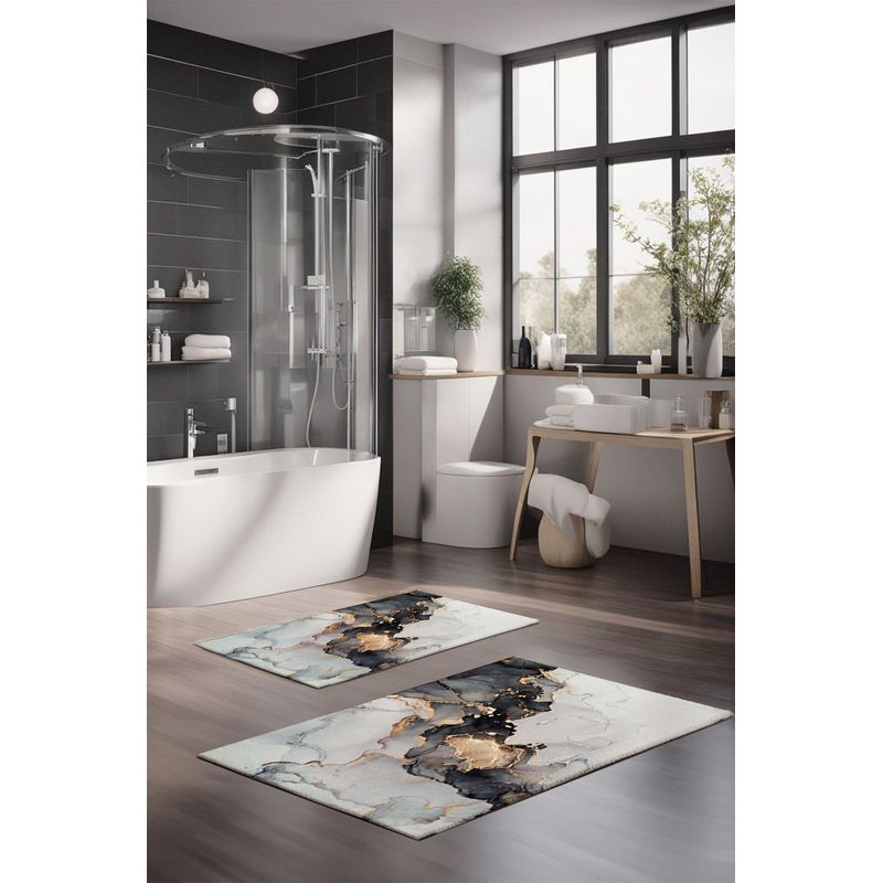 Casa si Gradina - Textile si covoare - Covoare - Covorase baie - Set covorase de baie, L'essentiel Maison, multicolor, 40x60 cm, 60x100 cm, 100% poliester, antiderapant, 323CTW1128 - Infinity.ro