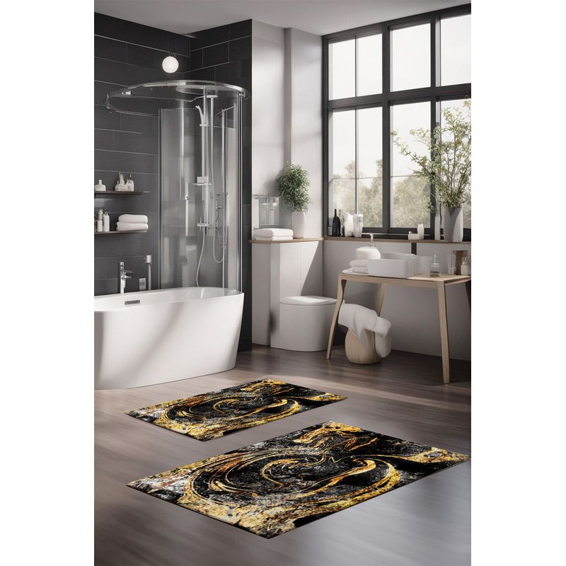 Casa si Gradina - Textile si covoare - Covoare - Covorase baie - Set covorase de baie, L'essentiel Maison, multicolor, 40x60 cm si 60x100 cm, 100% poliester, antiderapant, 323CTW1148 - Infinity.ro