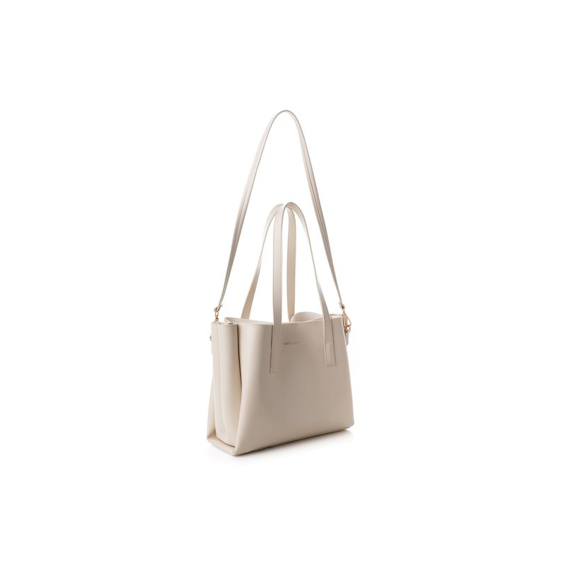 Fashion, accesorii si bijuterii - Femei - Accesorii femei - Genti si rucsacuri femei - Geanta tote, Lucky Bees, piele polivinilica, crem, 32x13x27 cm - Infinity.ro