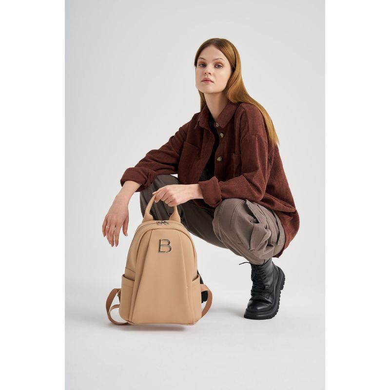 Fashion, accesorii si bijuterii - Femei - Accesorii femei - Genti si rucsacuri femei - Rucsac, Lucky Bees, piele polivinilica, camel, 27x15x33 cm - Infinity.ro